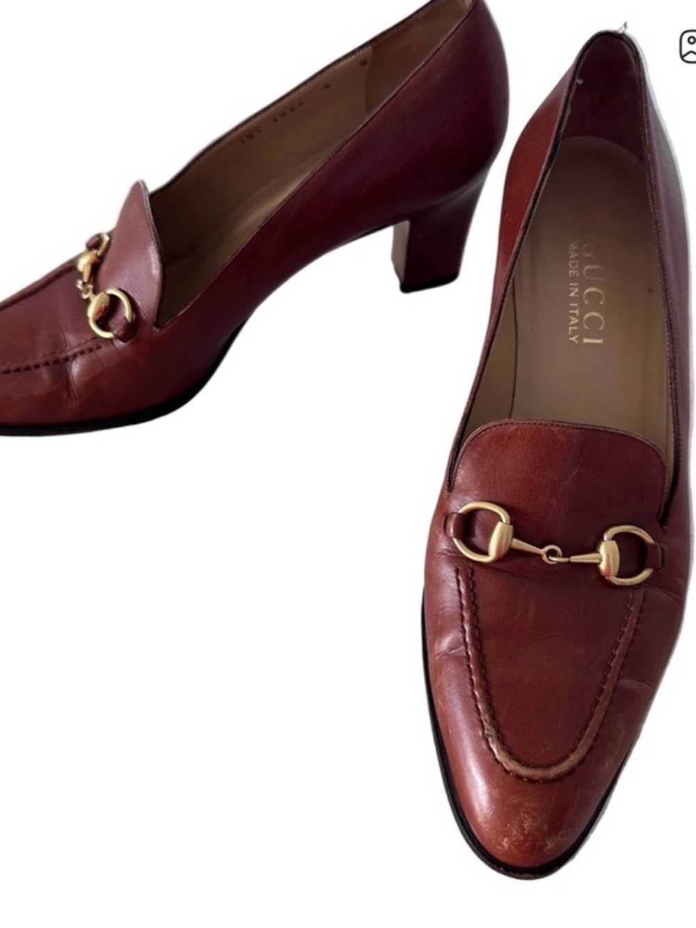 Gucci Women's Chestnut Brown Leather Horsebit Loafers - Picture 2 of 2